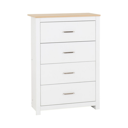 Portland 4 Drawer Chest - White/Oak Effect