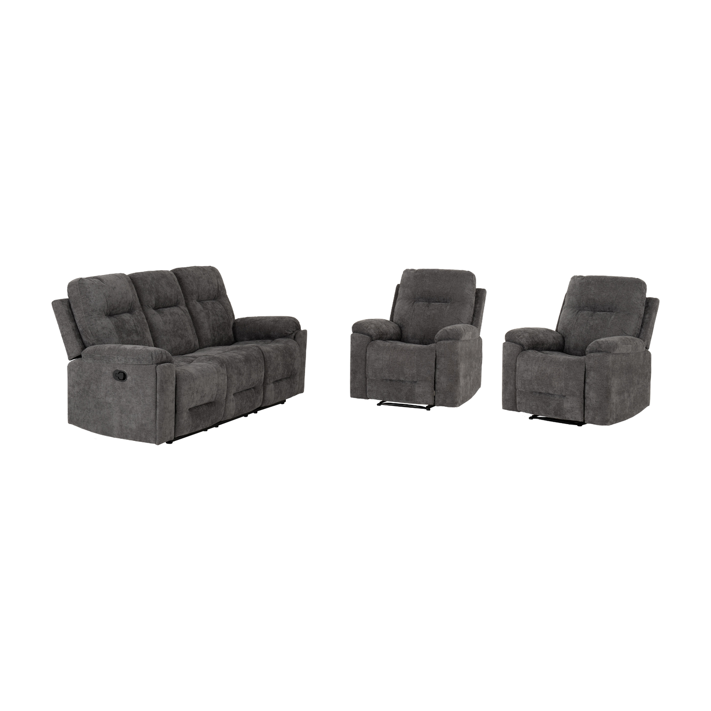 Guildford 3+1+1 Recliner Suite - Grey Fabric