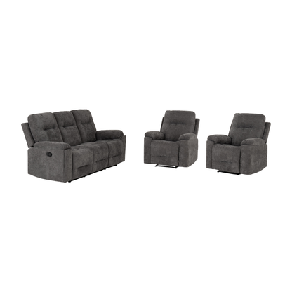 Guildford 3+1+1 Recliner Suite - Grey Fabric