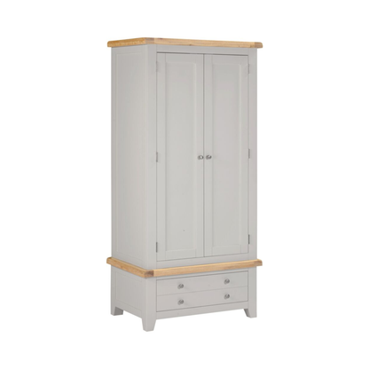 Windsor 2 Door 1 Drawer Wardrobe – Pebble Grey/Oak