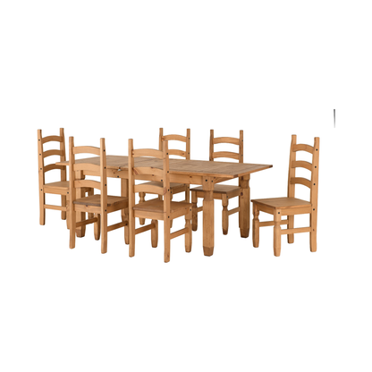 Corona Extending Dining Set with 6 Chairs - Distressed Waxed Pine