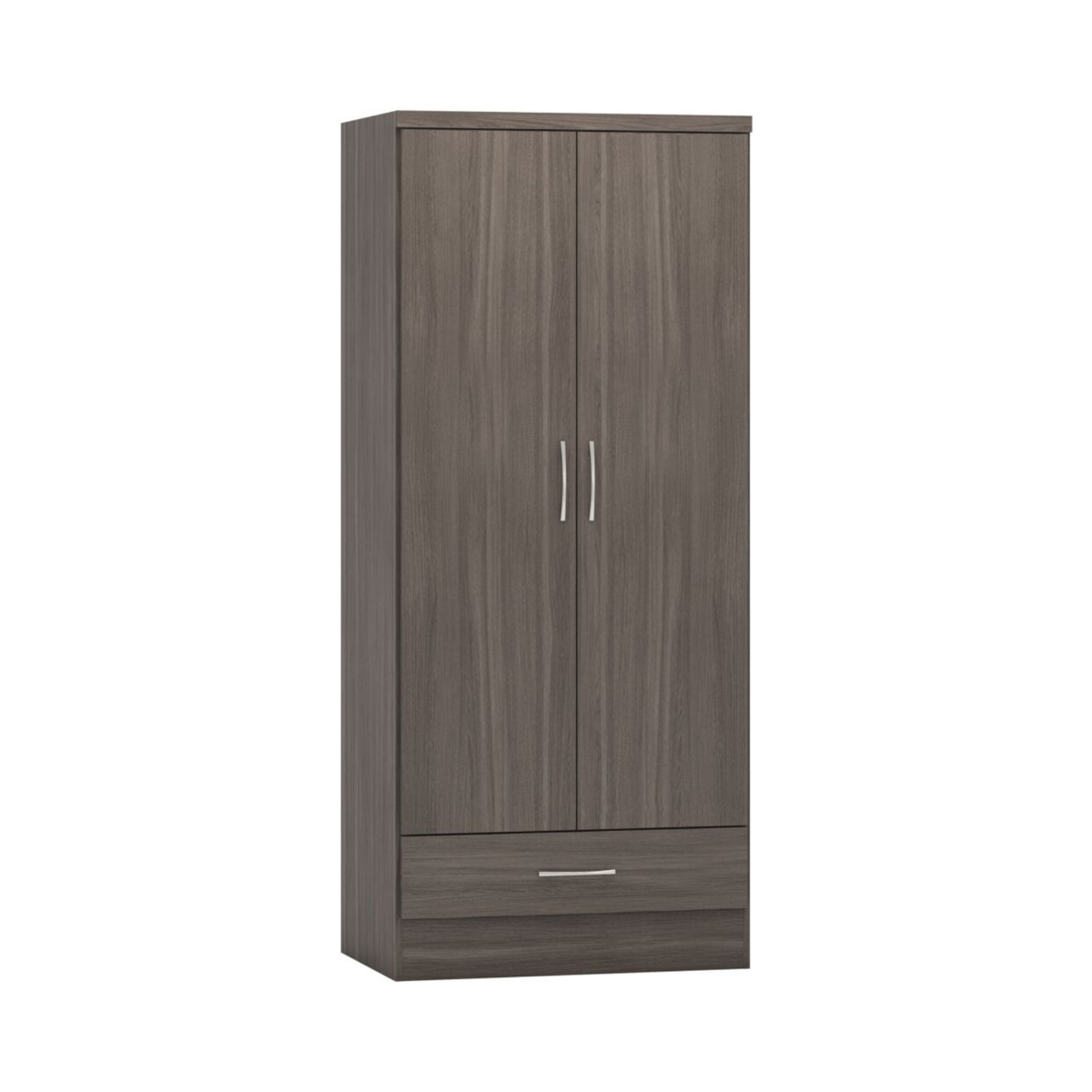 Nevada 2 Door 1 Drawer Wardrobe – Black Wood Grain