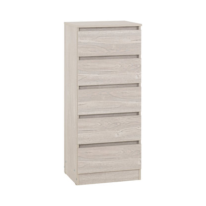 Malvern 5 Drawer Narrow Chest - Urban Snow