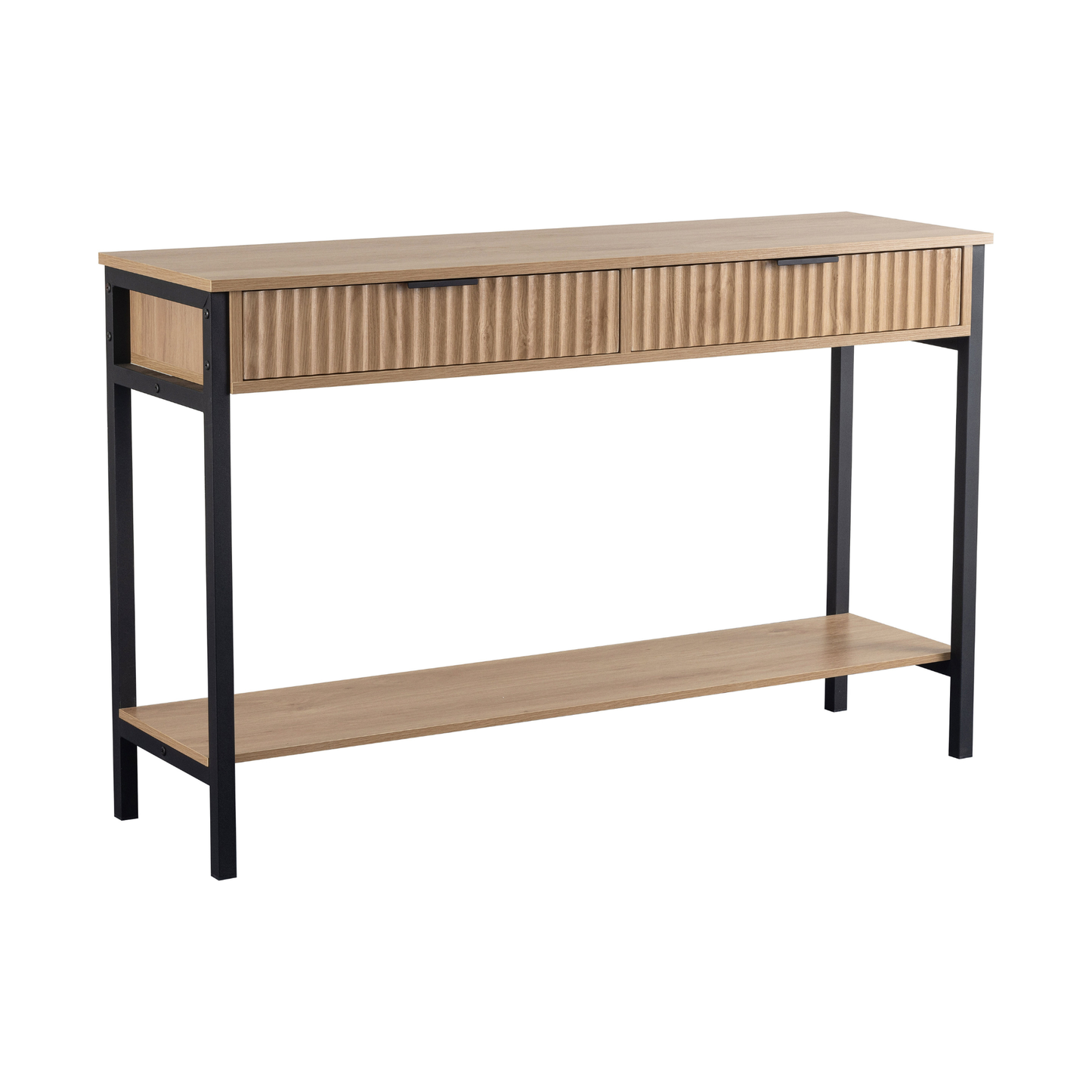 Miami 2 Drawer Console Table - Oak Effect & Black