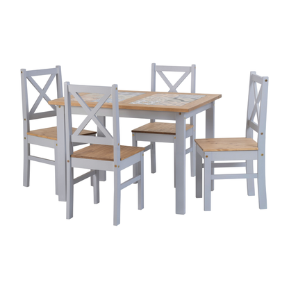 Salvador 1+4 Tile Top Dining Set - Grey Slate/Pine