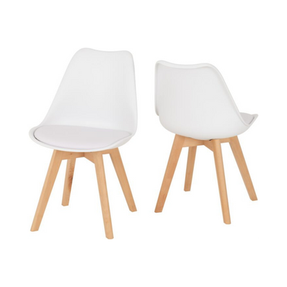 Bendal Dining Chair (Set of 4) – White Faux Leather/Beech