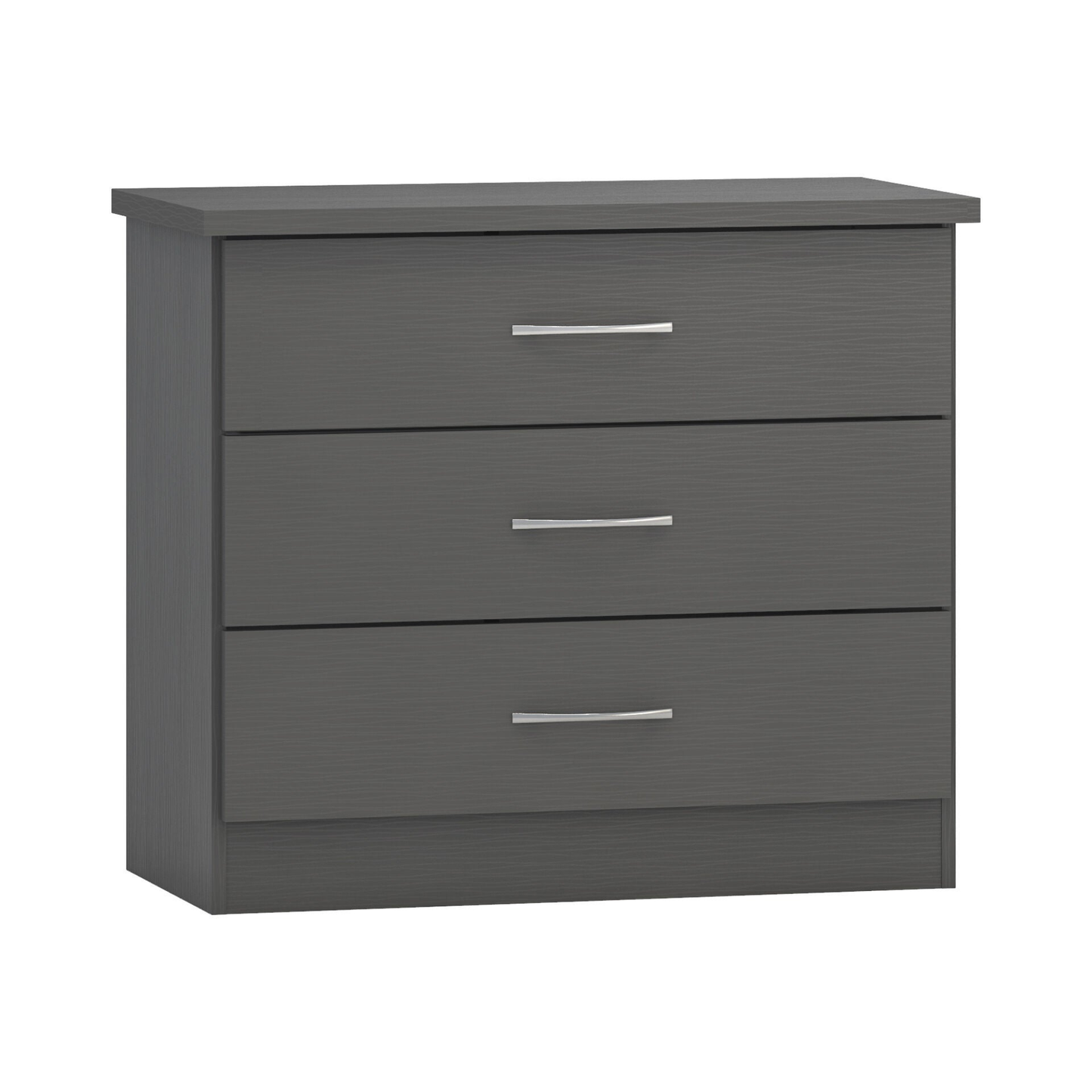 Nevada 3 Drawer Chest - 3D Effect Grey