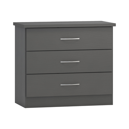 Nevada 3 Drawer Chest - 3D Effect Grey