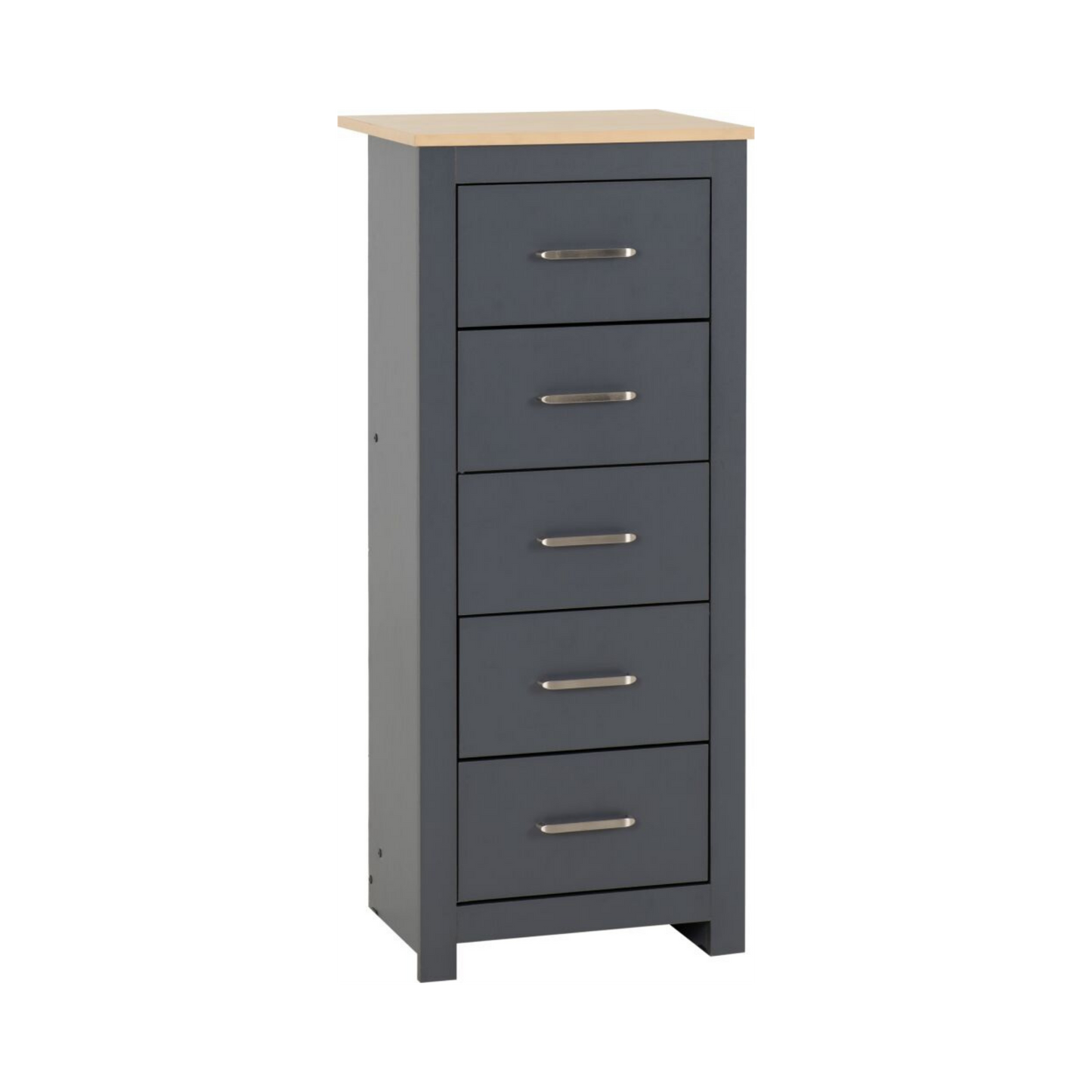 Portland 5 Drawer Narrow Chest - Grey/Oak Effect