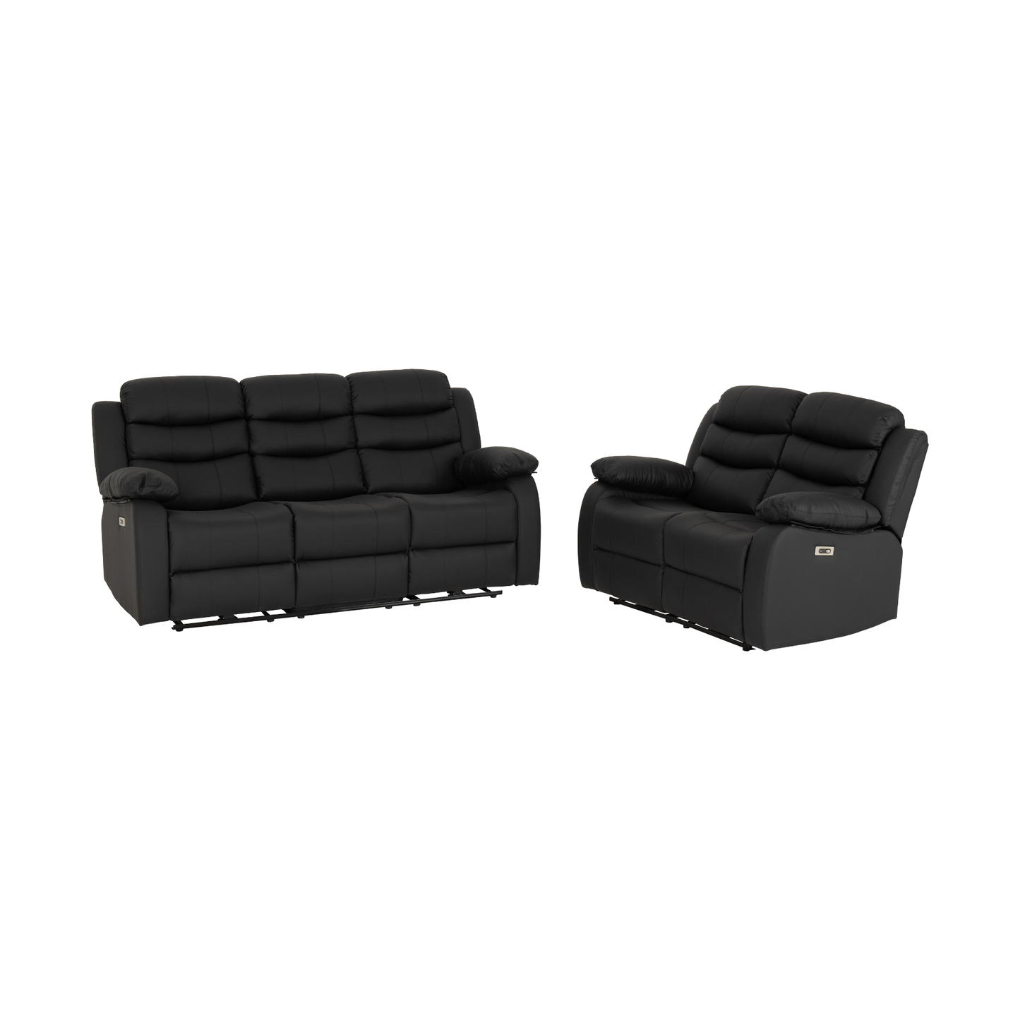 Roma 3+2 Electric Recliner Suite - Black Faux Leather