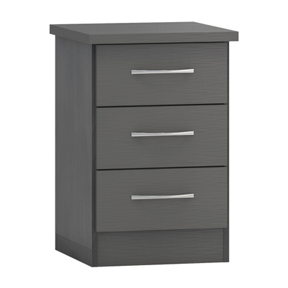 Nevada 3 Drawer Bedside – 3D Effect Grey Storage