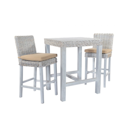 Maya Whitewash Rattan Bar Table – Natural & Elegant Design