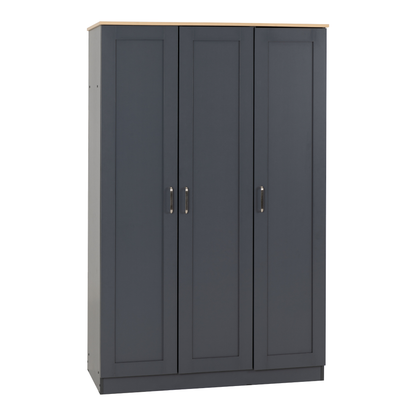 Portland 3 Door Wardrobe - Grey/Oak Effect