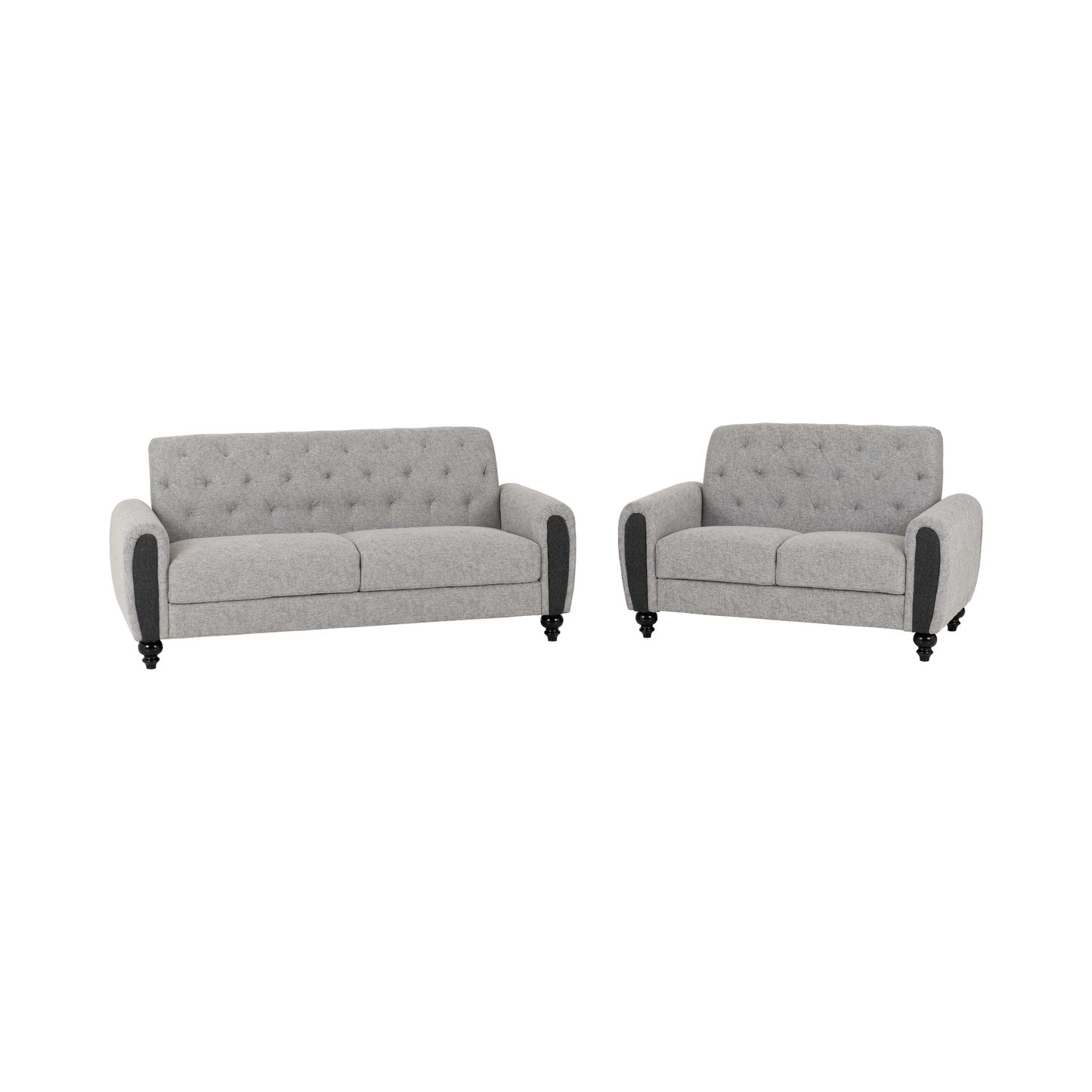 Chester 3+2 Suite - Light Grey Fabric