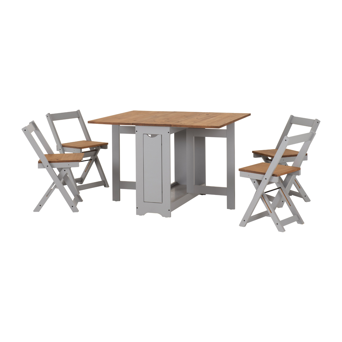 Santos Butterfly Dining Set - Grey Slate/Pine (4 Chairs)