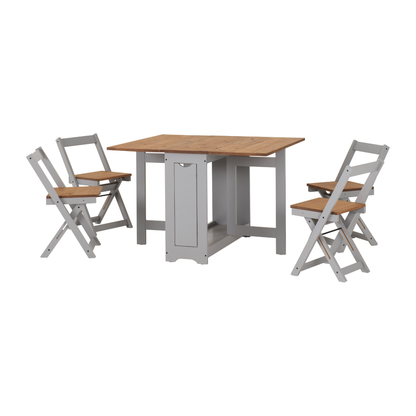 Santos Butterfly Dining Set - Grey Slate/Pine (4 Chairs)