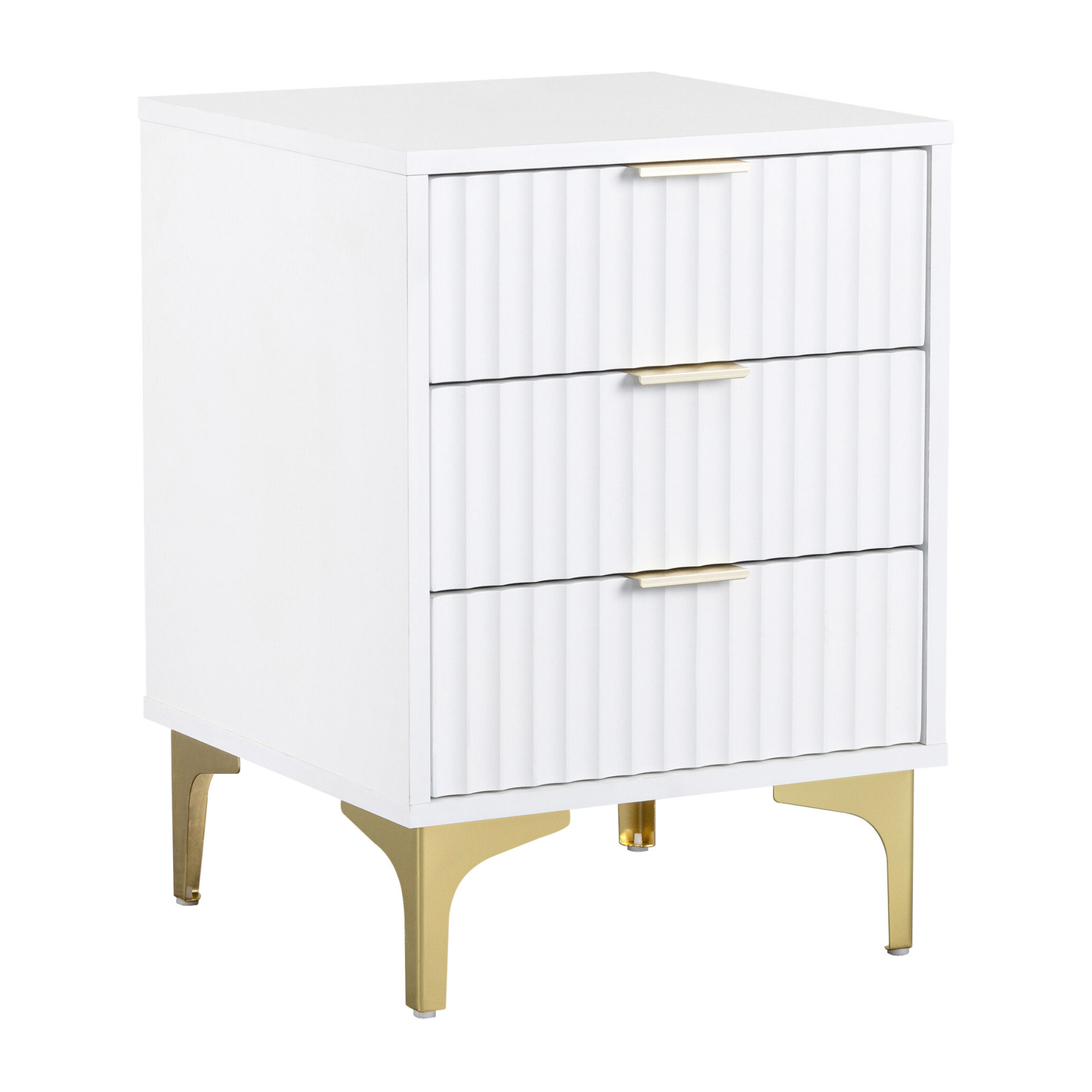 Miami 3 Drawer Bedside – White/Gold Storage