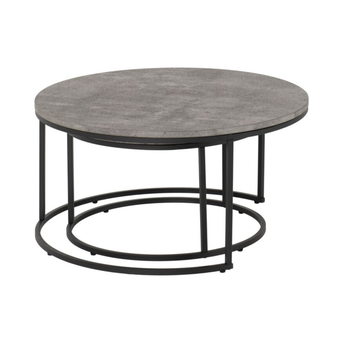Athens Round Coffee Table Set - Concrete Effect