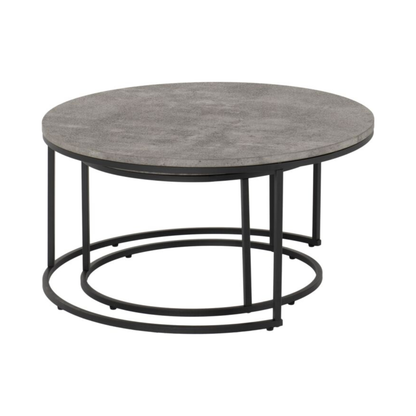 Athens Round Coffee Table Set - Concrete Effect