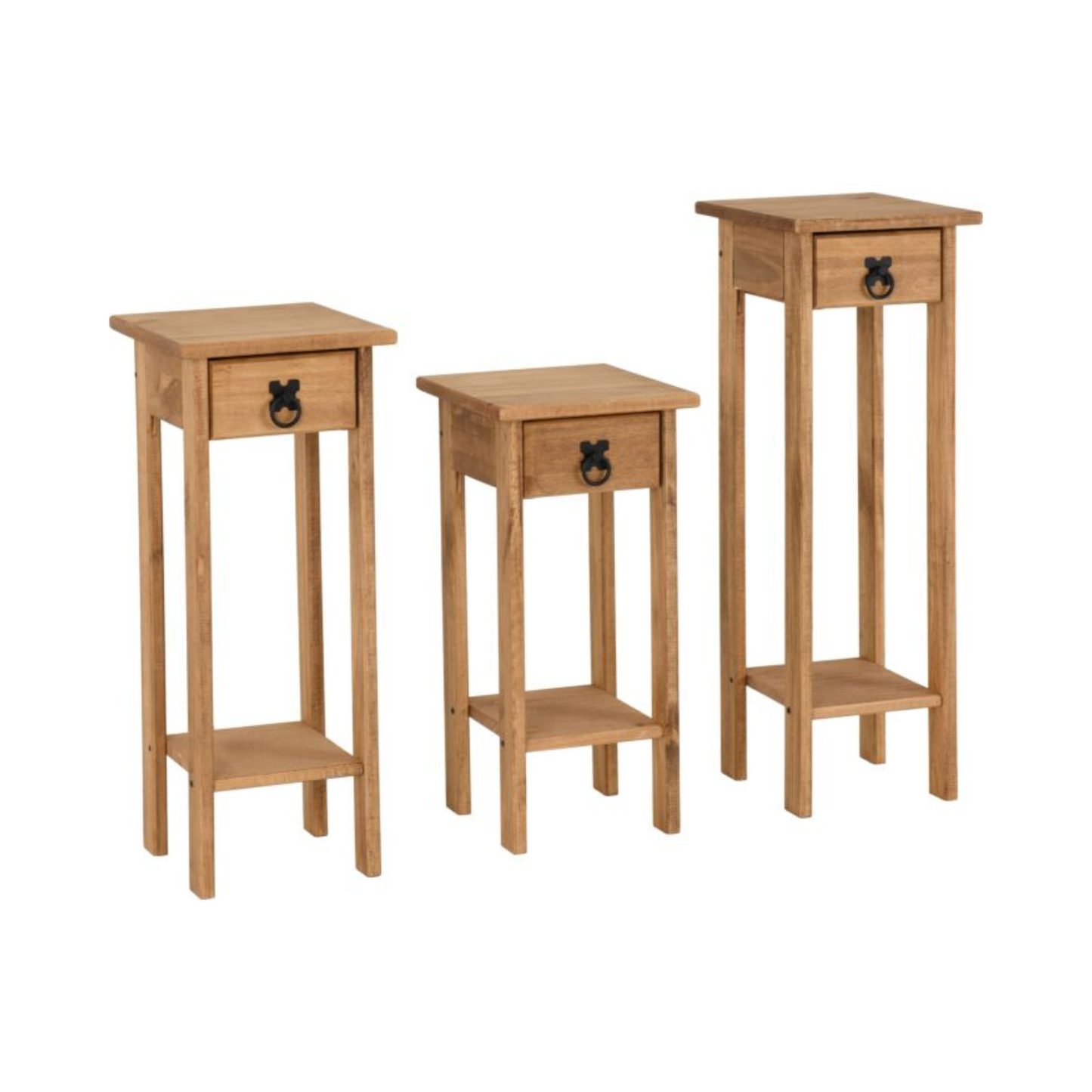 Corona 3x Plant Stands – Distressed Waxed Pine