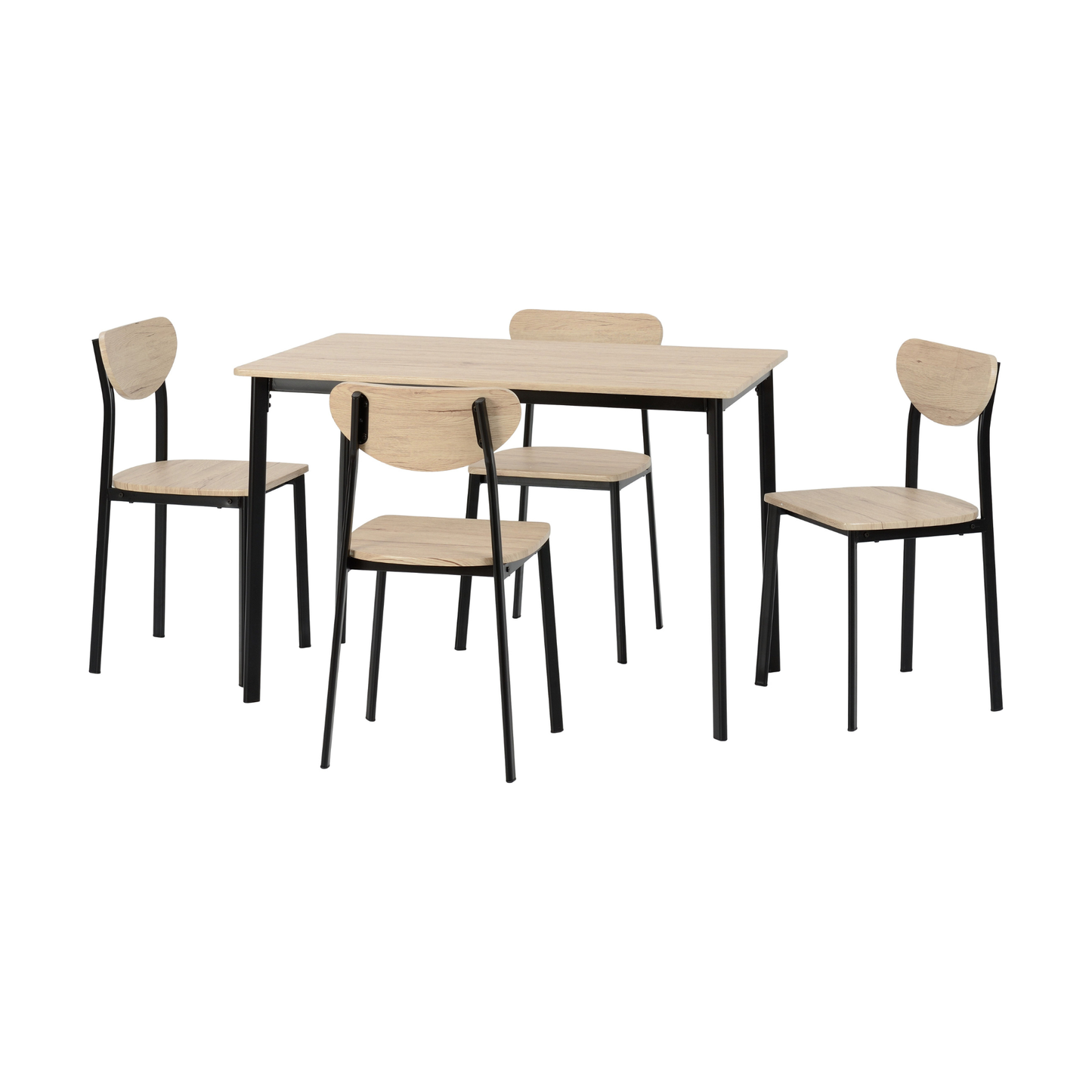 Riley Large Dining Set - Black/Light Oak Effect Veneer