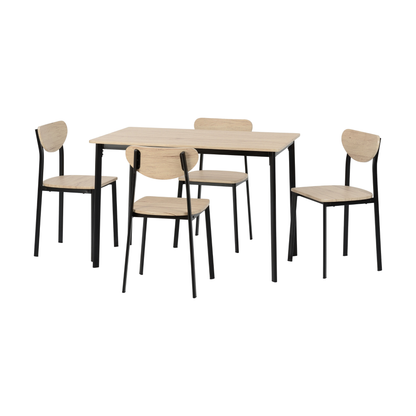 Riley Large Dining Set - Black/Light Oak Effect Veneer