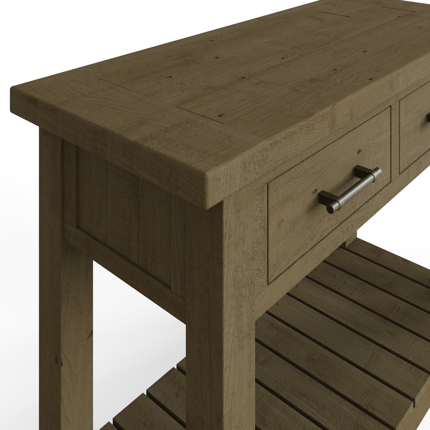 Saltash Reclaimed Pine Console Table with 2 Drawers & Shelf