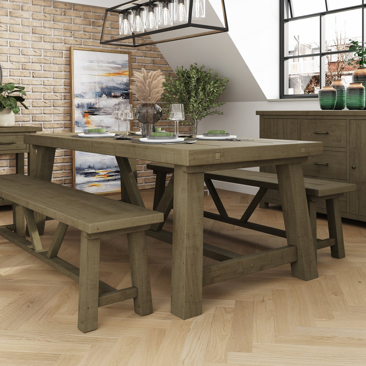Saltash 2m Fixed Top Dining Table – Solid Reclaimed Pine