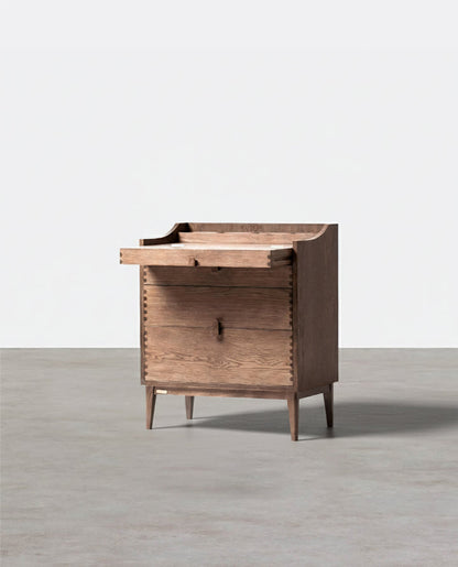 Cane Mini Side Table, Natural Rattan & Ash Esche Wood