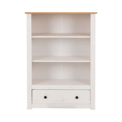 Panama 1 Drawer Bookcase – White & Natural Wax Storage Unit