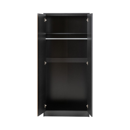 Malvern Black 2 Door Wardrobe with Hanging Rail & Shelf
