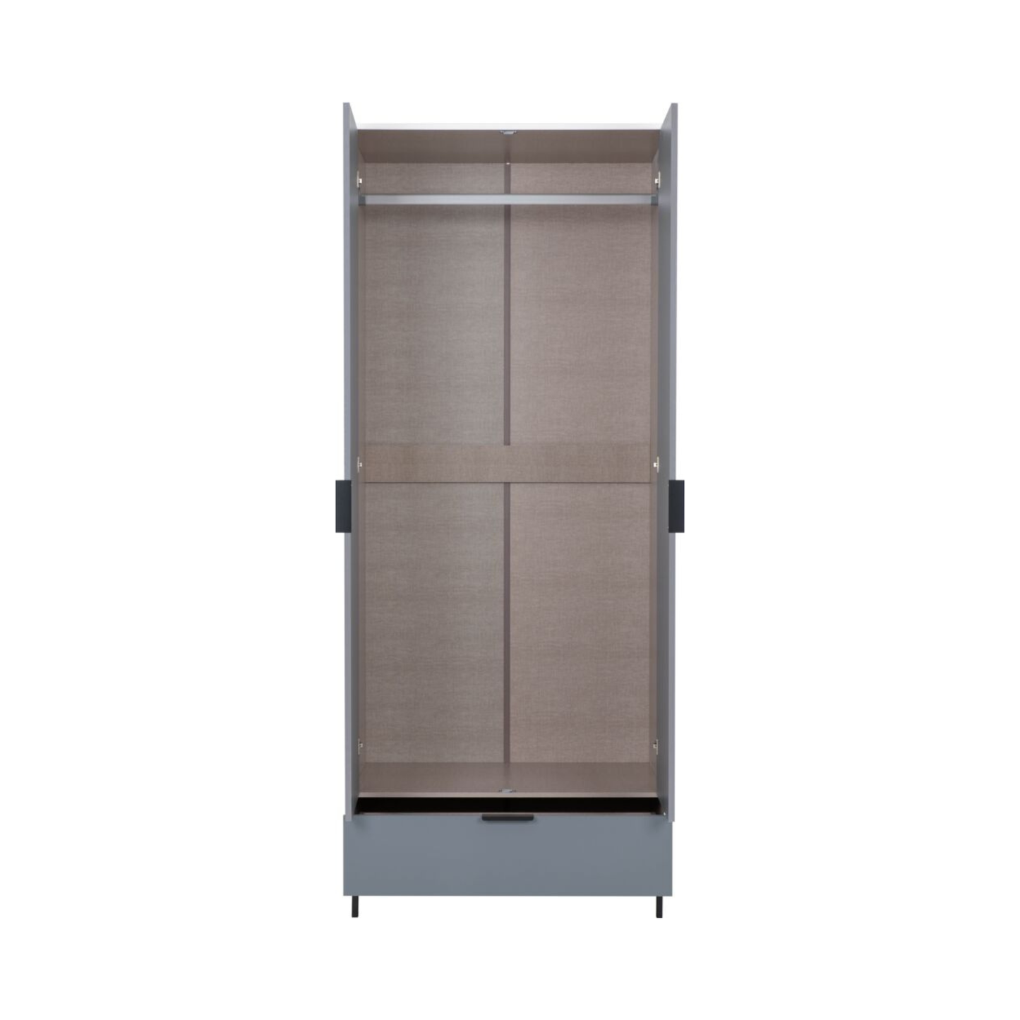 Madrid Grey & White Gloss 2 Door 1 Drawer Mirrored Wardrobe