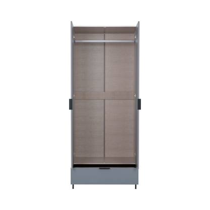 Madrid Grey & White Gloss 2 Door 1 Drawer Mirrored Wardrobe