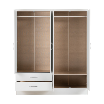 Nevada 4 Door 2 Drawer Wardrobe - White Gloss