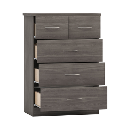 Nevada 3+2 Drawer Chest - Black Wood Grain