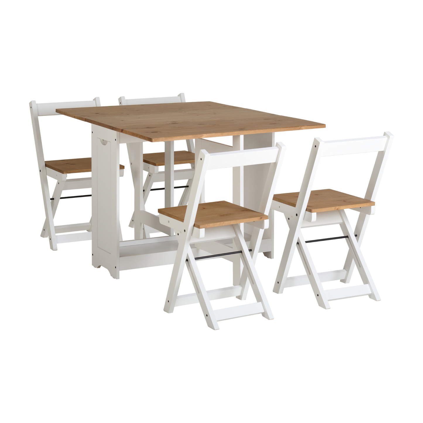 Santos Butterfly Dining Set - White/Pine (4 Chairs)