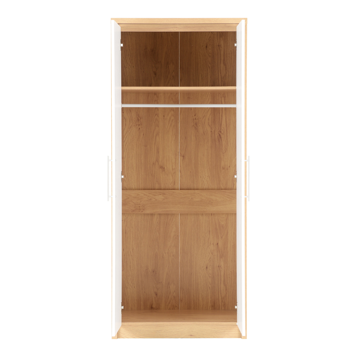 Seville 2 Door Wardrobe - White Gloss/Oak Veneer