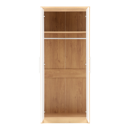Seville 2 Door Wardrobe - White Gloss/Oak Veneer