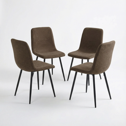 Esme Pack of 4 Dark Brown Fabric Dining Chairs
