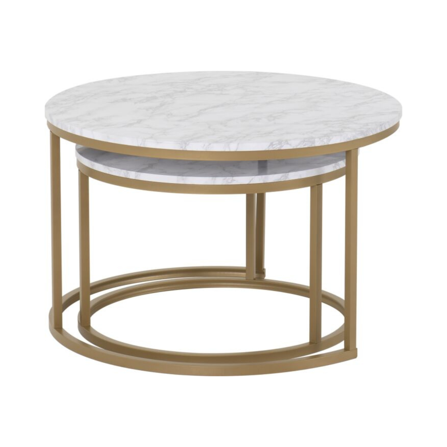 Dallas Round Coffee Table Set - Marble/Gold Effect