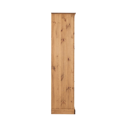 Corona Tall Bookcase – Distressed Waxed Pine Storage Shelving Unit