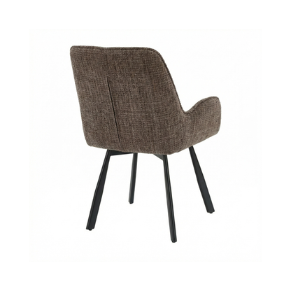 Amelia Pack of 2 Swivel Dining Chairs – Brown Chenille Fabric