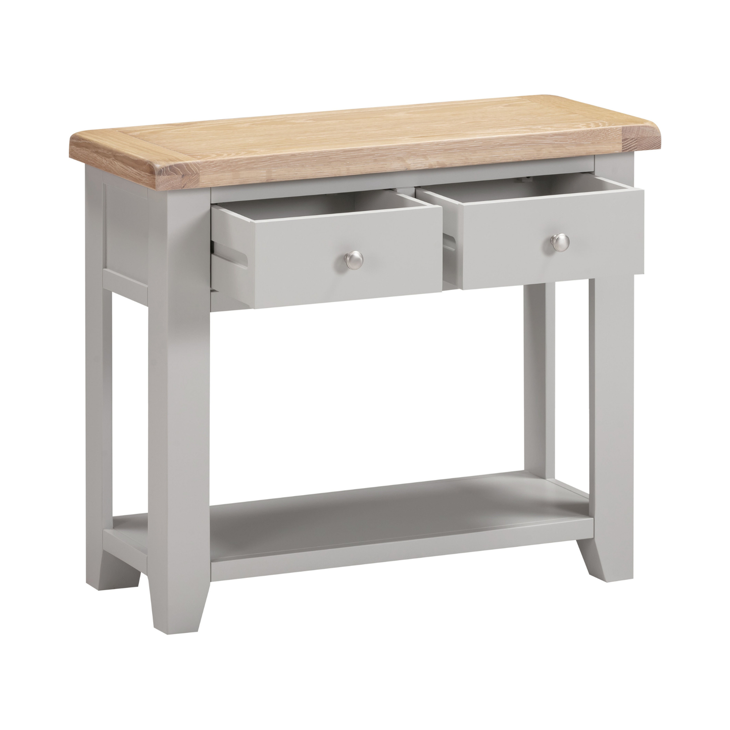 Windsor 2 Drawer Console Table - Pebble Grey & Oak