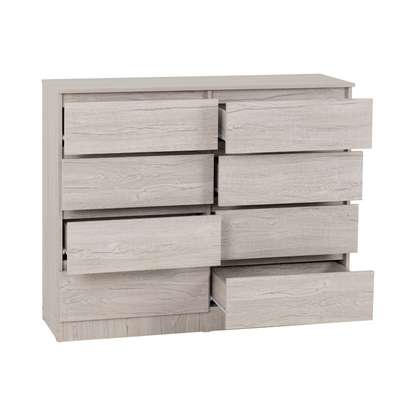 Malvern 8 Drawer Chest – Urban Snow, Modern Storage Solution