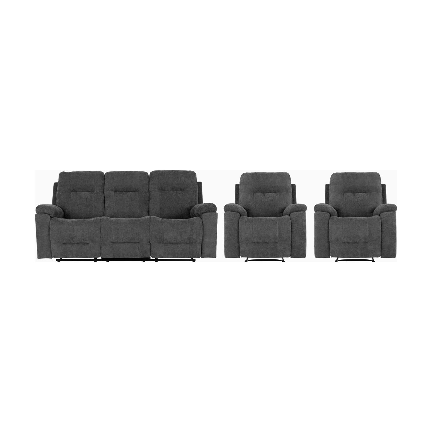 Guildford 3+1+1 Recliner Suite - Grey Fabric