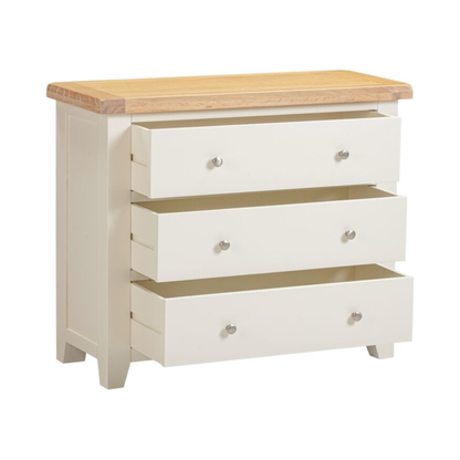 Windsor 3 Drawer Chest – Ivory & Oak