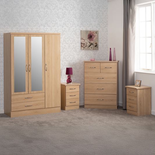 Nevada 3 Door 2 Drawer Wardrobe - Sonoma Oak Effect