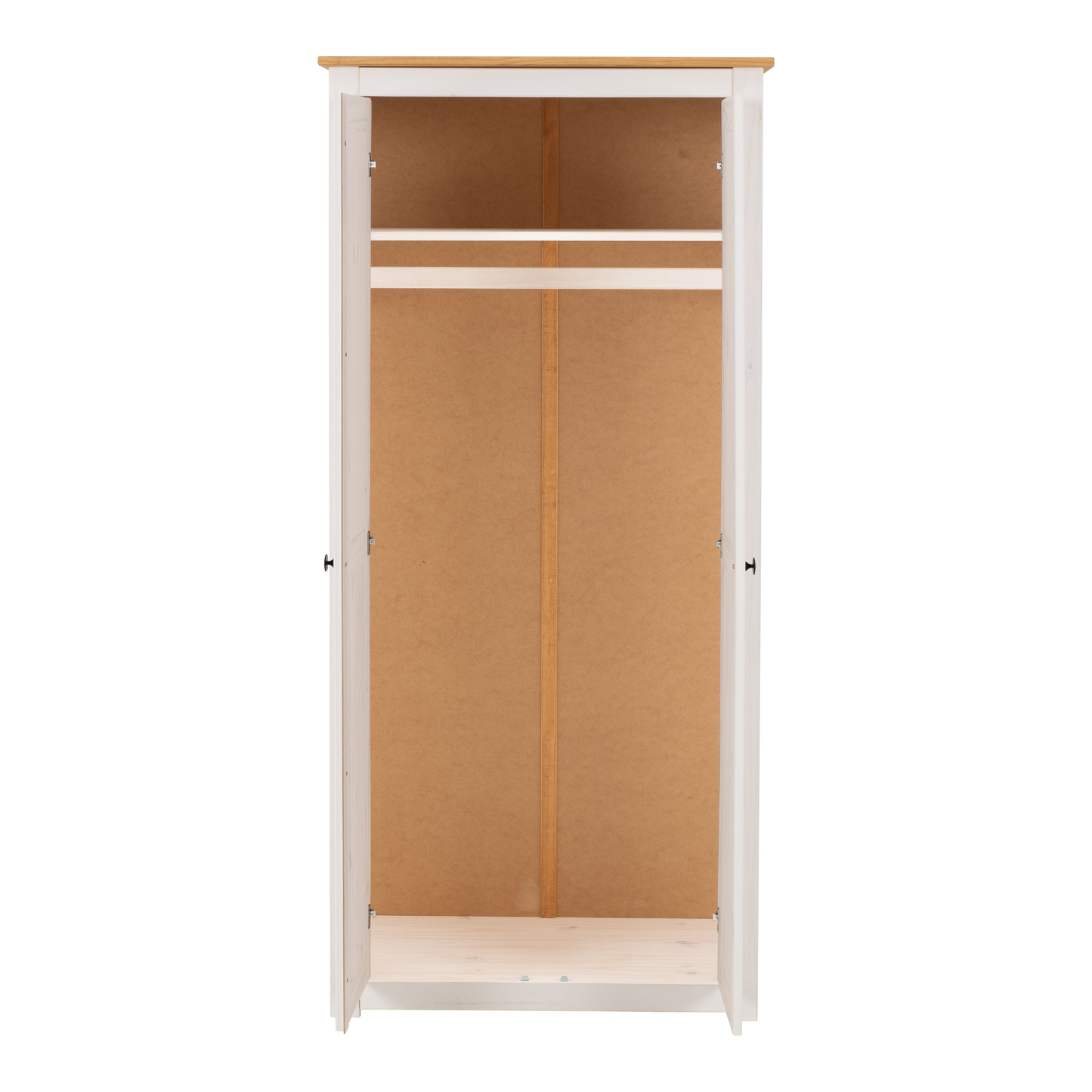 Panama 2 Door Wardrobe - White & Natural Wax Finish