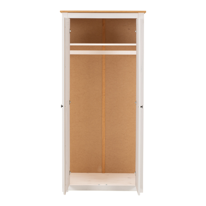 Panama 2 Door Wardrobe - White & Natural Wax Finish