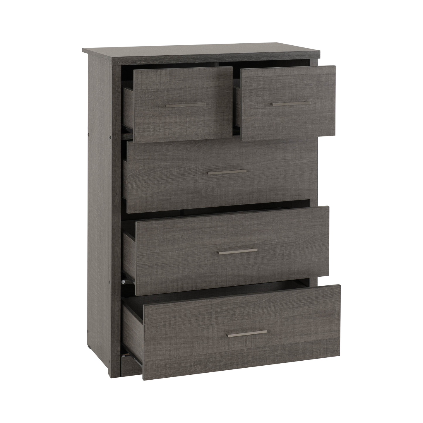 Lisbon 3+2 Drawer Chest – Black Wood Grain, Modern Storage Solution